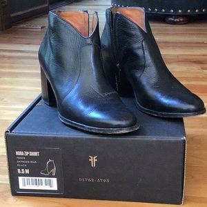 Frye black leather booties